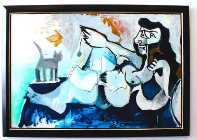 Pablo Picasso I femme nue couchee jouant avec un chat, 1964