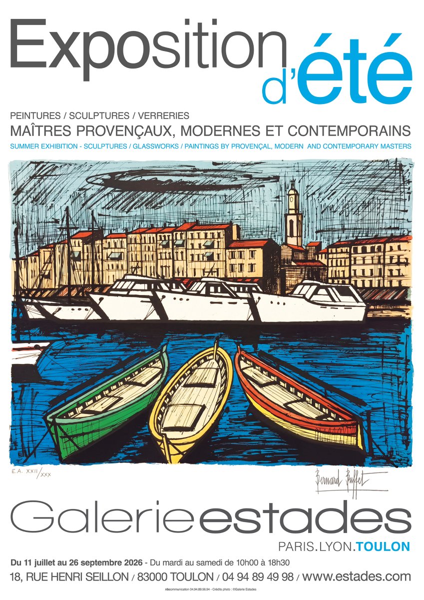 Affiche de l'Exposition d’été de la Galerie Estades du 11 juillet au 26 septembre 2026
