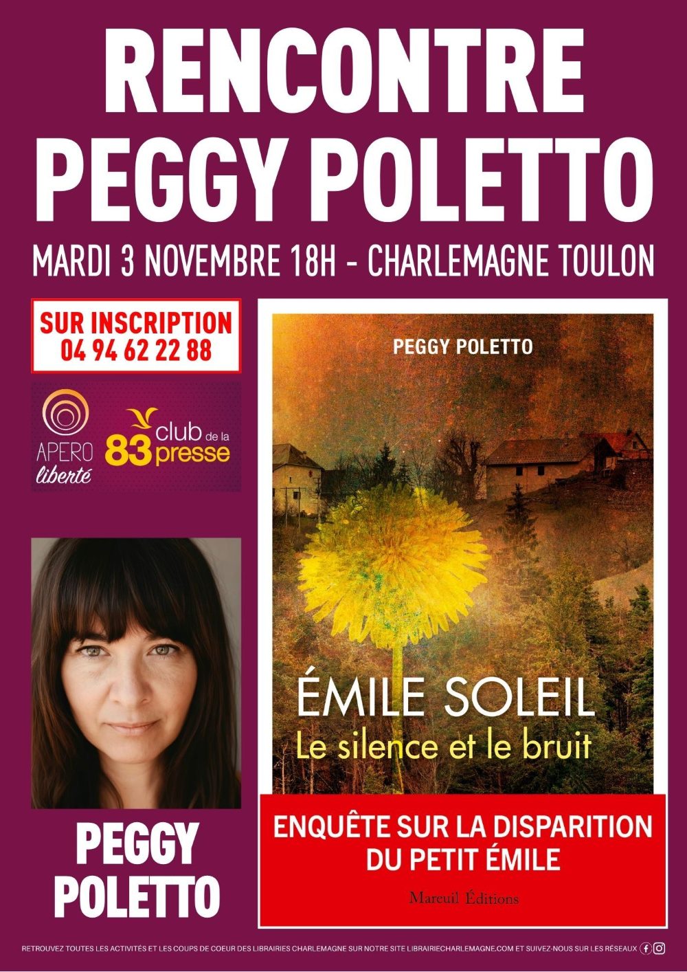 affiche débat avec peggy poletto Émile soleil le silence et le bruit toulon