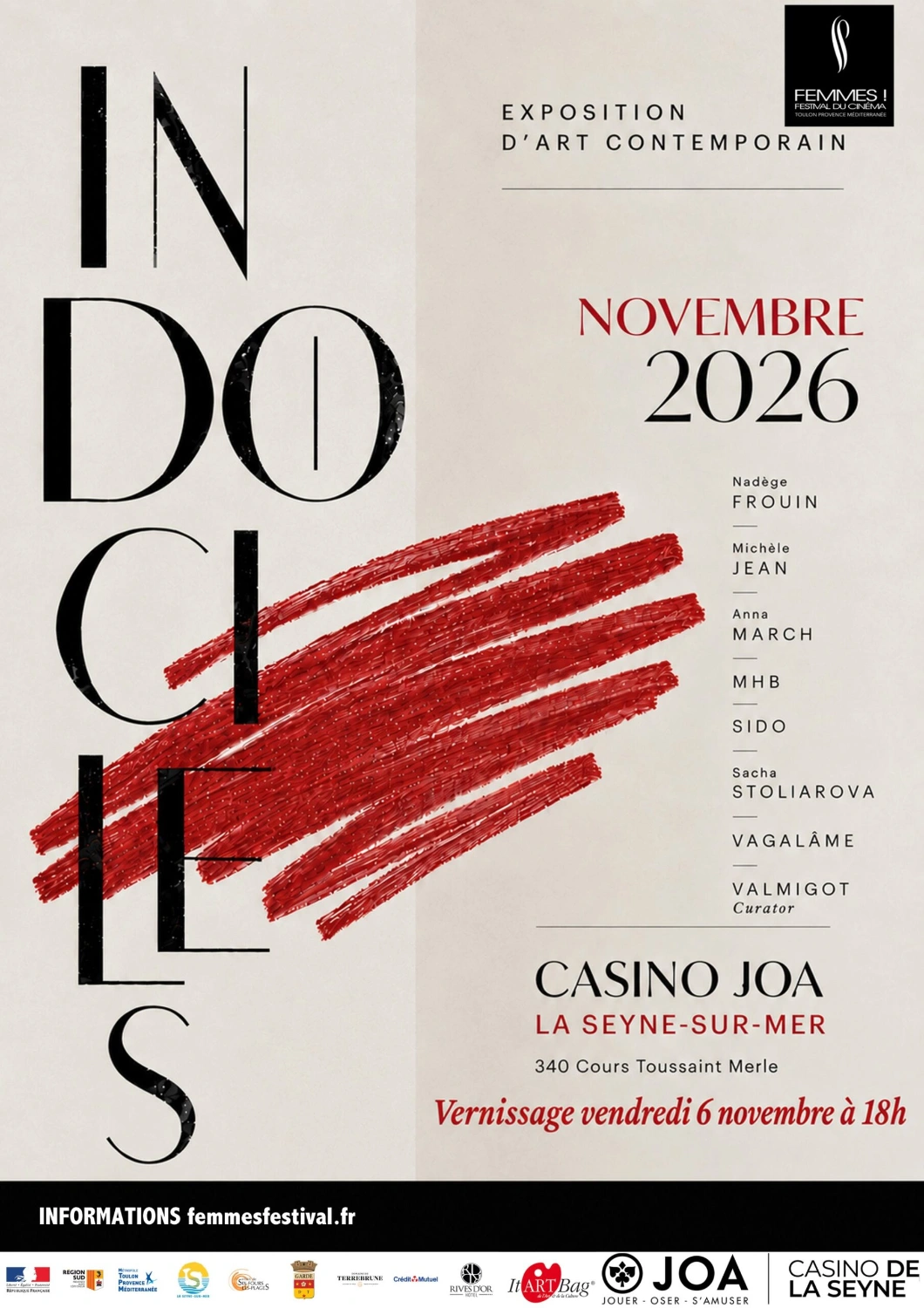 Exposition collective « INDOCILES » organisée dans le cadre du 25ème Festival du Cinéma TPM
